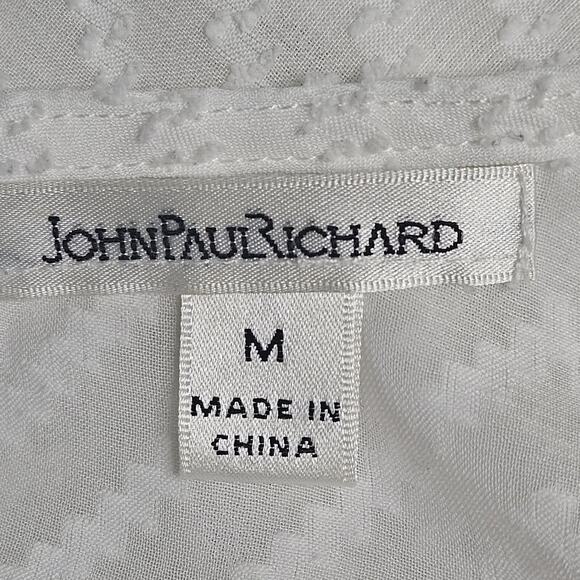 John Paul Richards 3/4 Bell Sleeve Shirt Sheer Shirt With Liner Boho White SZ M - Picture 3 of 6